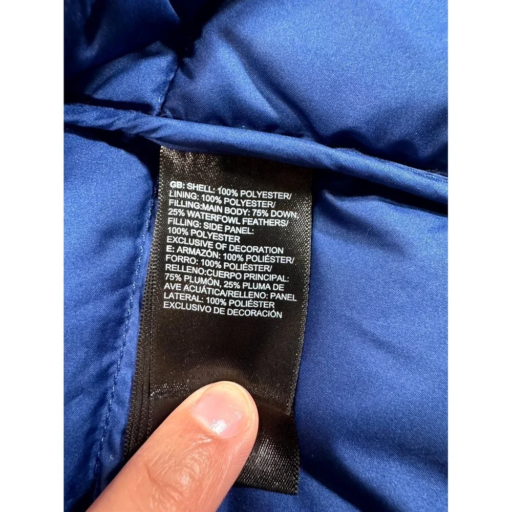 The North Face 550 Down Puffer Vest Mens Large Blue Embroidered Logo Full Zip